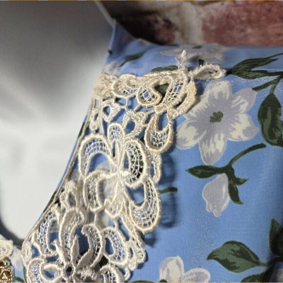 Vintage 70s Women's LESLIE FAYE Short Sleeves Floral Pleated Midi Dress 12P - Picture 5 of 7